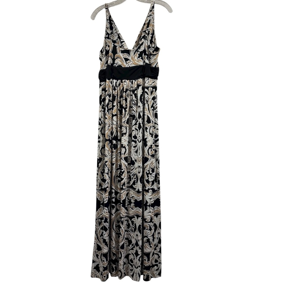 Soma Black Beige White Floral Sleeveless Maxi Dress Women Size Large - Picture 2 of 9